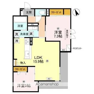 ザ・グレイスナカモズ【1階】の間取り