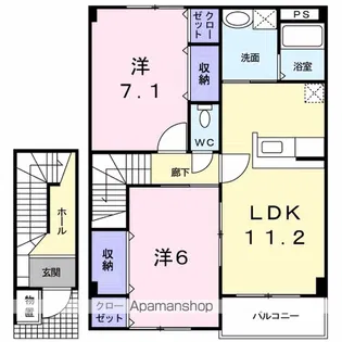 ベルフラワー鳥越【2階】の間取り