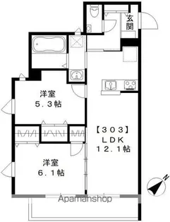 Y・ノヴェル B棟【303号室号室】の間取り