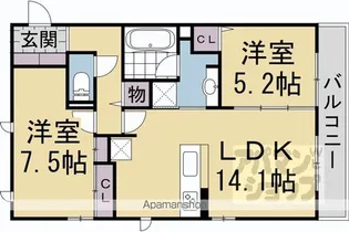 グレース洛西口A棟【A305号室】の間取り