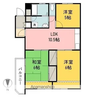 越智ハイツ【302号室】の間取り