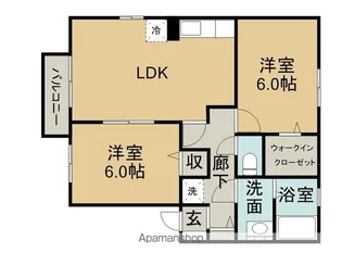 エクレール宇多津【D102号室】の間取り