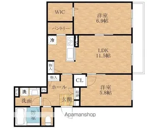 シャーメゾンシャルム磯上【2階】の間取り
