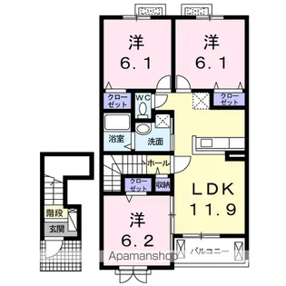 クラールプレディエE【2階】の間取り
