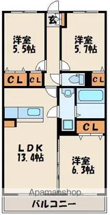 ブランドール日蒔野【2階】の間取り