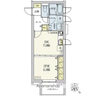 1DKの間取り画像