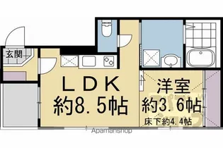 ハーモニーテラス深草下川原町II【102号室】の間取り