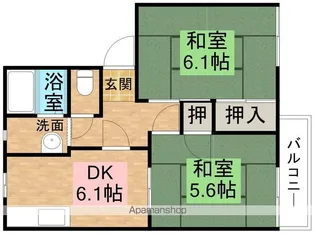 エスコートグリーンA棟・B棟【2階】の間取り