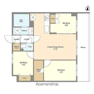 メゾンドオンディーヌ【3階】の間取り