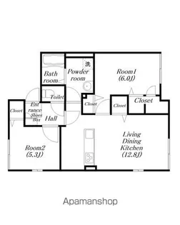 ベルリード平田町【102号室】の間取り