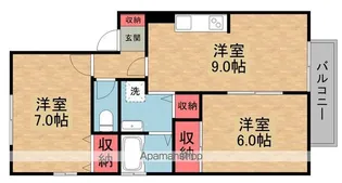 ハイカムールみず【1階】の間取り