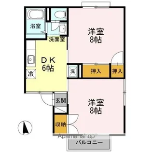 セジュールあがた B【1階】の間取り