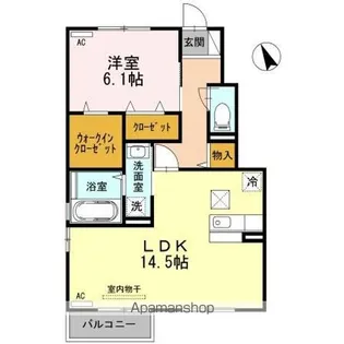 オーリー Bフラット【1階】の間取り