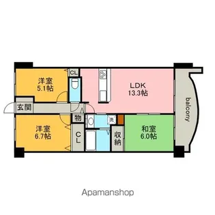 ロータリーマンション西大津ラクスヒルズ【6階】の間取り