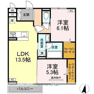 DーROOMフィオーレ【2階】の間取り