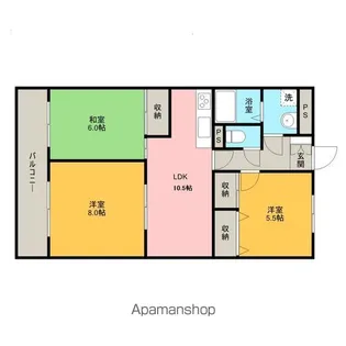 カーサラポーティー【303号室号室】の間取り