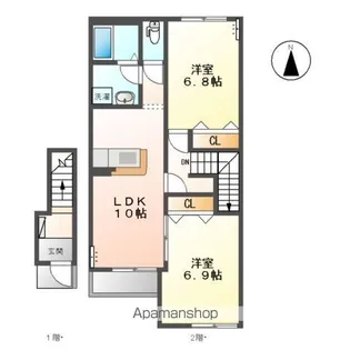 プレジールA【203号室】の間取り