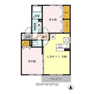 セゾングランモア【1階】の間取り