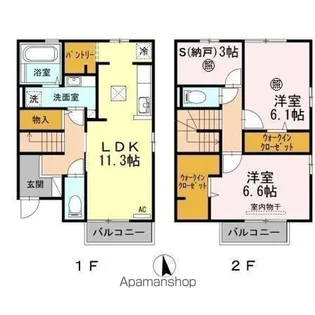 セジュール古国府(C・D) C棟【1階】の間取り