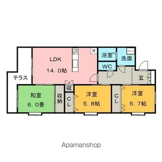 ソレイユ合川【2階】の間取り