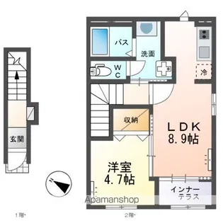 仮)ひたちなか市高場アパート【2階】の間取り