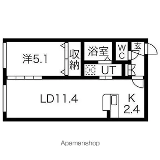 ネコオール野幌【1階】の間取り
