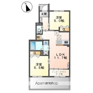 ハレカピリナ新涯【1階】の間取り