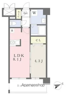 ホルツHAKATA【407号室】の間取り