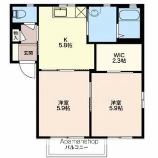 ディアス筑摩【B103号室】の間取り