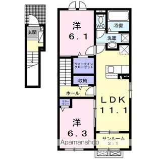 LUMIERE一ツ家 Ⅱ【2階】の間取り