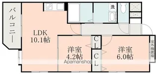 クラージュ田上【4階】の間取り