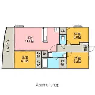 ルミエール箱崎【3階】の間取り