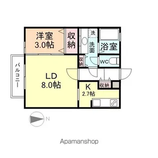 アムゥル松田【1階】の間取り