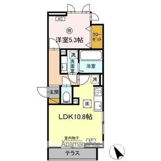 SERENVITA WEST(セレウィータ ウェスト)【1階】の間取り