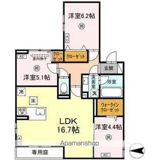 トリシア長丘【1階】の間取り