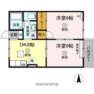 岡山県岡山市北区学南町2丁目【アパート】の間取り