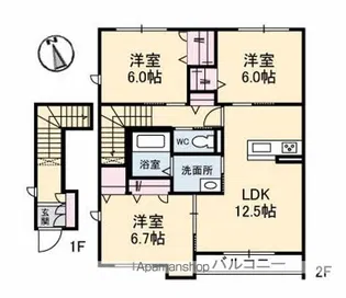 シャーメゾンガーデンズU A棟【2階】の間取り