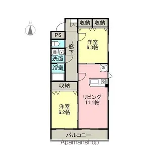 リバティ月影【106号室】の間取り