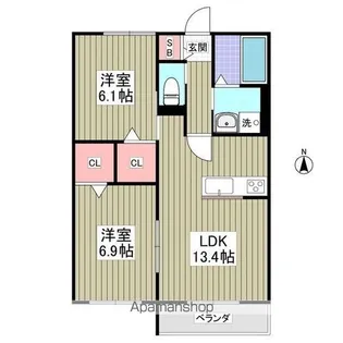 グラントレ宮城【2階】の間取り