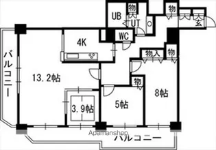 知事公館前タワーレジデンス【9階】の間取り