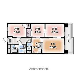 グランドゥール稲川【6階】の間取り