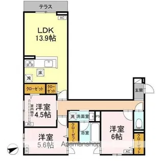 セレスティア清水【1階】の間取り