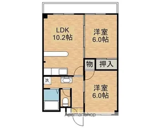 オーシャンハイツ若草【202号室】の間取り