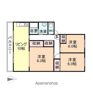 秀メゾン B棟【202号室】の間取り