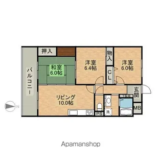 パールマンション手鎌【6階】の間取り