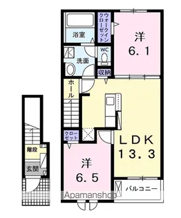 メゾン ドゥイエット【2階】の間取り
