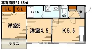 パルミエフラット【101号室】の間取り