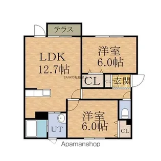 ルミエール大麻西町【102号室】の間取り