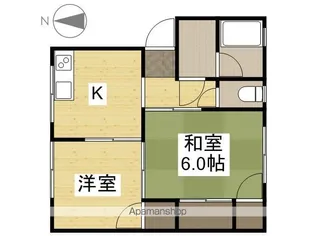 コーポヒライワ【2F東号室】の間取り