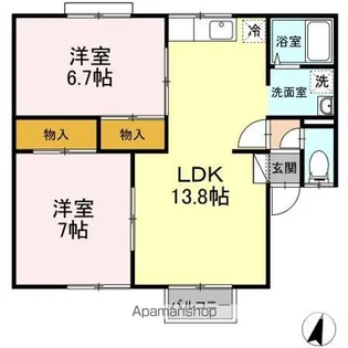 ルグラン小田前 A【2階】の間取り